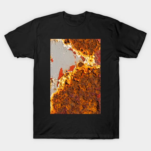 Rust, red, white, V. And gray. T-Shirt by ojovago